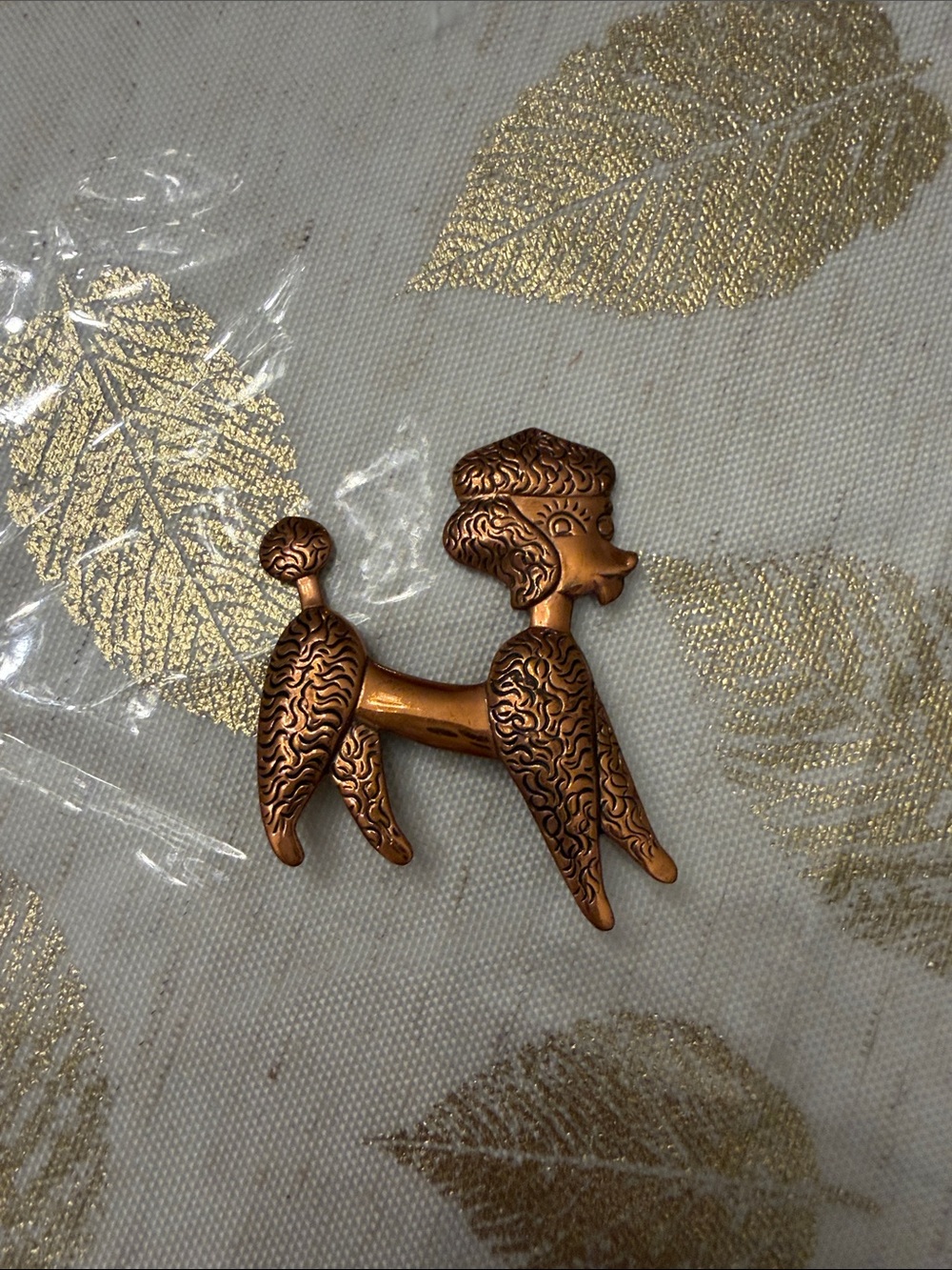 Vintage Copper-Tone Poodle Dog Brooch / Pin
